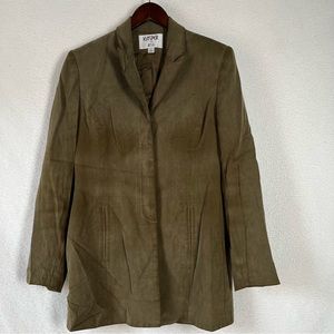 Vintage 100% silk corduroy green blazer jacket women’s 4 KASPER ASL